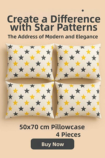 Loova 4 قطع غطاء وسادة 100% قطن منقوش بحجم 50*70 سم مع خياطة سميكة وسحاب