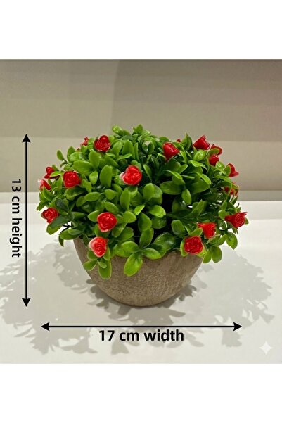 FB Cup نبات صناعي ذو مظهر حجري مزخرف أزرق بلون الكوبالت ıda ذو زهور حمراء - ز...