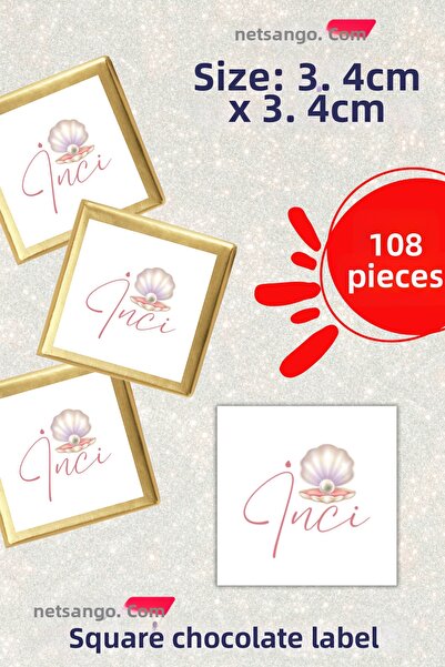 Netsan Etiket Pearl Oyster 108 Pieces Madlen Chocolate Label 3,4cm