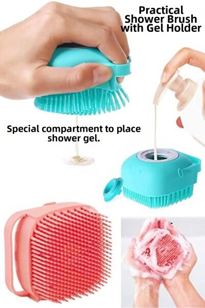 Felyra فرشاة استحمام من الليف السيليكوني مع حجرة لجل الاستحمام والشامبو، كيس ...