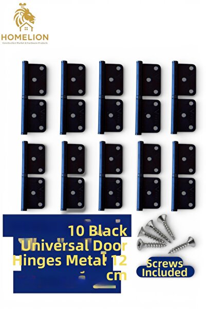 HOMELION 10 قطع مفصلات أبواب غير موجهة باللون الأسود مقاس 12 سم - مفصلات معدن...