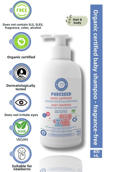 PURESEED NATURAL Unscented Organic Baby Shampoo - 400 ml