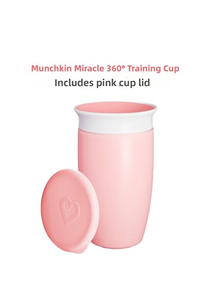 Munchkin معجزة 360 °   كوب للشرب، للأطفال من عمر 12 شهر فما فوق، 296 مل، وردي...