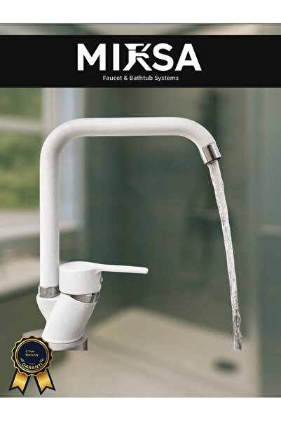 MİXSA White-Chrome Corner Spout Kitchen Sink Faucet, Tap, Fountain with Dual ...