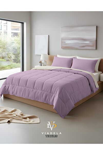 Viadela Double-Sided Double Size Cotton Quilt Set 200X215 cm |   2 Padded |   Soft Textured |   With Bag