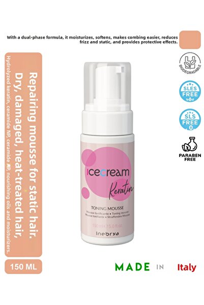 Inebrya Spumă tonică cu keratină și înghețată 175 ml