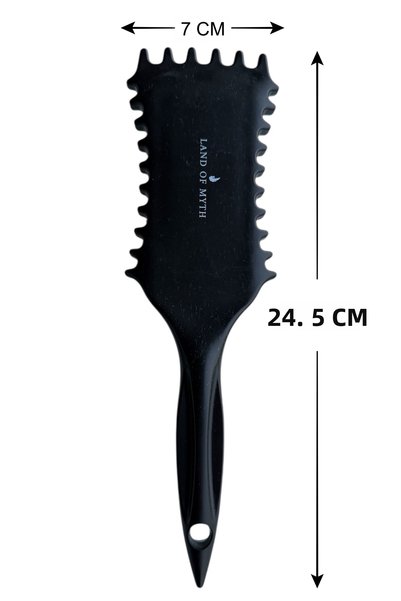 LAND OF MYTH Lom1215 Curl Defining Styling Brush, Curly Curved 9 Row Curl Defining Brush (Black)