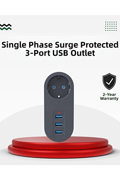Epilons Current protected usb socket - powerful 2500w, heat and child protect...