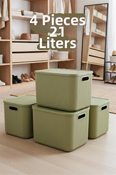 Bayev Colors Green 4 Pieces 21 Lt Closet Organizer Organizer Toy Box Storage Box with Lid