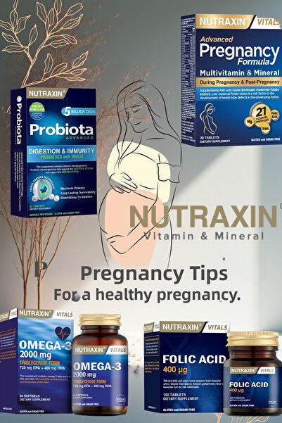 Nutraxin Pre-Pregnancy & Pregnancy Period Support Set |   Pregnancy + Folic Acid + Omega 3 + Probiotics