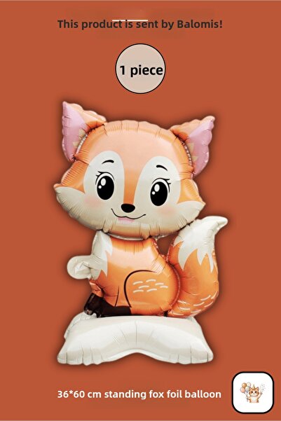 BALOMİS 1 Piece Standing Fox Shaped Foil Balloon 36X60 cm Birthday Decoration
