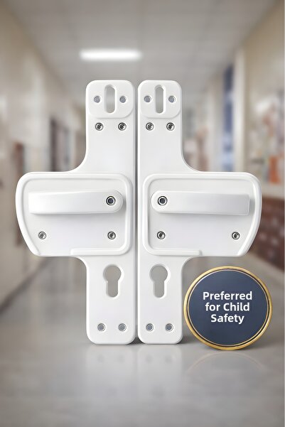hilal kimya Shatterproof Barrier Door Handle Offering Maximum Security Durability for School-Nursery Doors-White