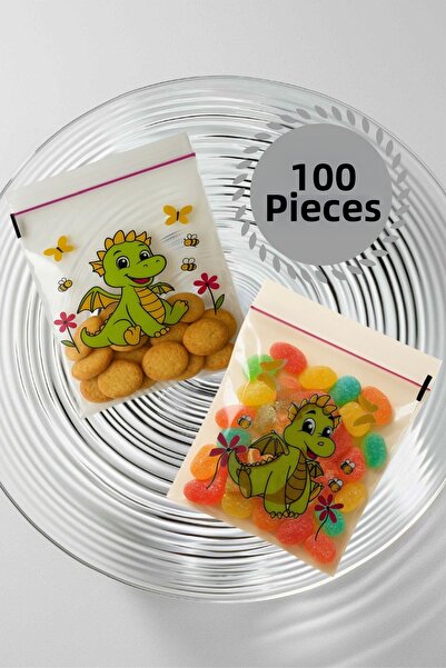 Hyd حقيبة هدايا شفافة ذاتية اللصق بنمط التنين، جيلاتين ذاتي اللصق، 10 × 15 سم، 100 قطعة