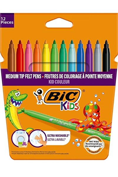 Çılgın Zeka أقلام تلوين لباد قابلة للغسل للغاية للأطفال من كيد كولور 12 لونًا