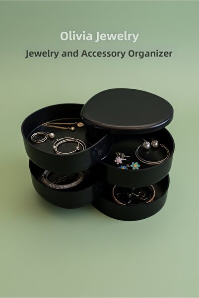 Higienox Ολίβια Κοσμήματα 360 °   Περιστρεφόμενη θήκη οργάνωσης κοσμημάτων Μαύρη