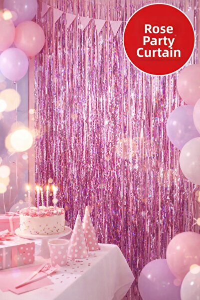 TOYFEST 1 Piece Rose Shiny Party Curtain 100X200 cm – Birthday, Baby Shower, ...