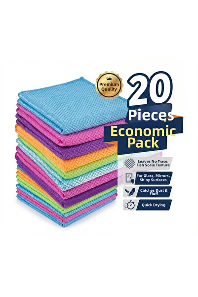 Larimar 20 Pieces Microfiber Cleaning Cloth – Glass, Kitchen, Bathroom and Ge...