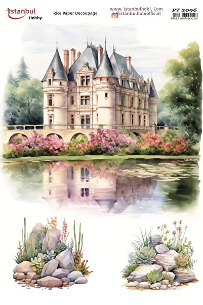 İstanbul Hobi Brass Decoupage Paper 30X42Cm Pt-2096 Castle Palace Landscape