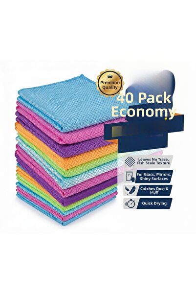 Larimar 40 Pieces Microfiber Cleaning Cloth – Glass, Kitchen, Bathroom and Ge...