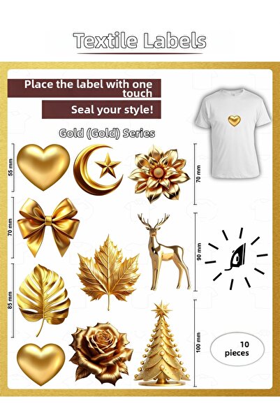 AGG Reklam Iron-On Clothing Label Gold Series Set of 10