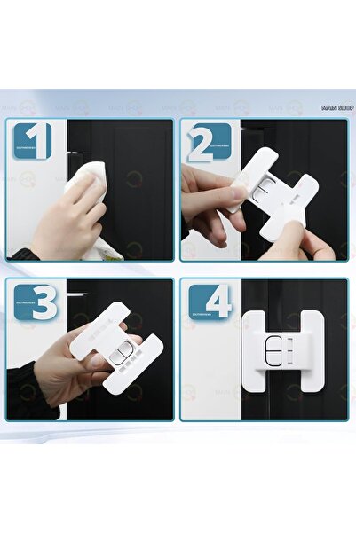 MAİN SHOP 4 قطع من قفل باب الثلاجة لسلامة الأطفال، مشبك تثبيت الباب M-360