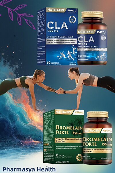 Nutraxin Fat Burning & Recovery Support Set |   Cla 1300 Mg + Bromelain Forte |   Sports & Diet Support