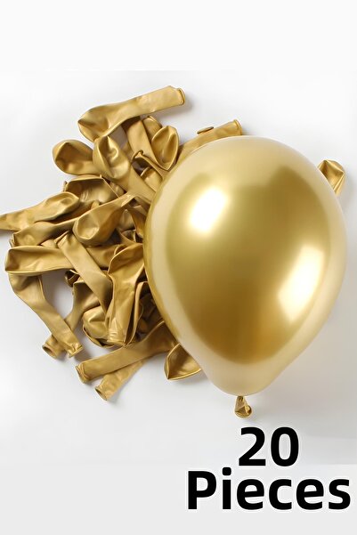 kutuTR Metallic Balloon 13 Inch – Shiny Gold Appearance Silicone Balloon – 20 Pieces
