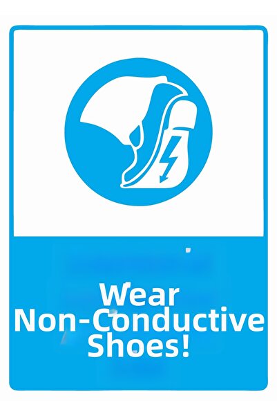 ZiPrinter ارتدِ أحذية مقاومة للكهرباء! لافتة تحذير من مادة PVC مقاس A4 21x30 سم