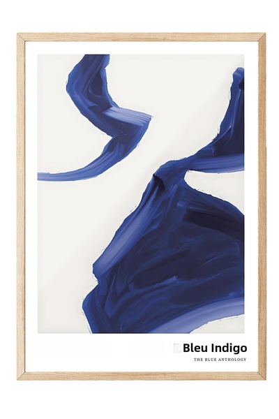 Postifull Tablou cu rama din lemn, set de postere si rame, seria Indigo Abstr...