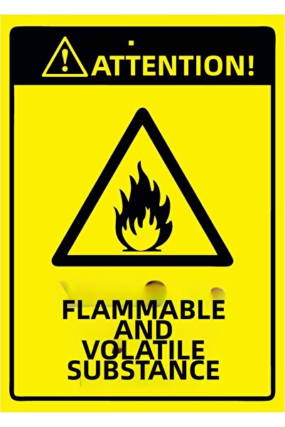 ZiPrinter انتبه! لافتة تحذيرية للمواد القابلة للاشتعال والقابلة للانفجار isg ...