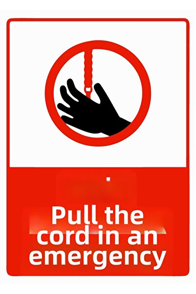 ZiPrinter لافتة تحذيرية من نوع 'سحب الحبل في حالات الطوارئ' مصنوعة من مادة PV...