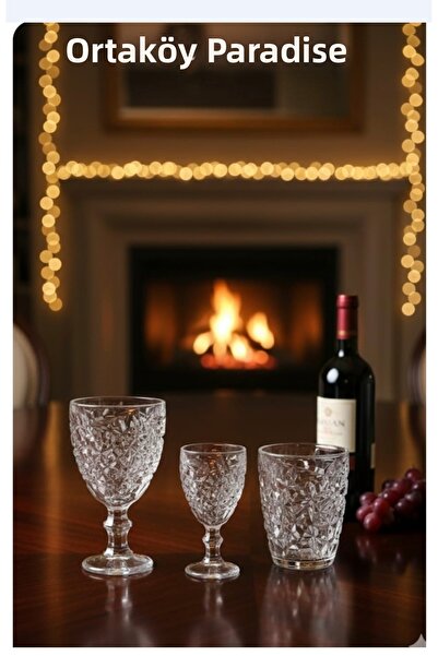 ORTAKÖY CENNETİ 18 Pieces Crystalized Water Coffee Side Soft Drink Glass with...