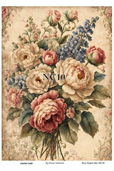 LİNEART ورق ديكور نحاسي بنمط الزهور الحنينة رقم: NÇ10 - 29x42 سم