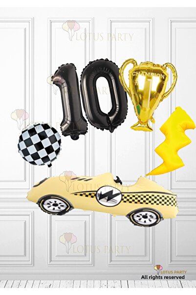 LOTUS PARTY Balon galben retro pentru mașină de curse - Balon cu trofeu Balon...
