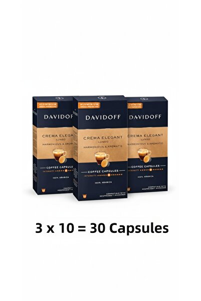 Davidoff كبسولات قهوة كريما إليجانت لونغو متوافقة مع نسبريسو، عبوة من 3 (30 ك...