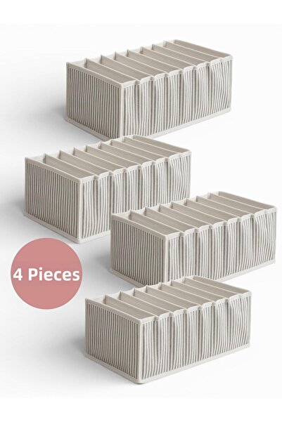 KRAFTELLA منظم أدراج الأكورديون المكون من 4 قطع L - منظم مخطط باللون الرمادي ...