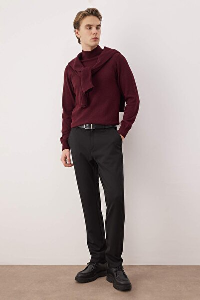 Trendyol Collection Μαύρο ανδρικό υφασμάτινο παντελόνι με χαλαρή εφαρμογή TMN...