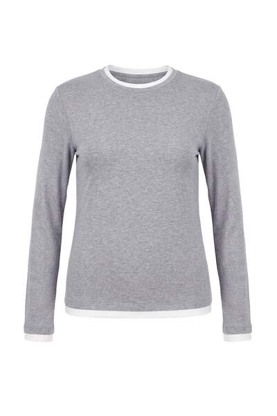Trendyol Curve Grey Collar Detailed Fitted/Fitted to Body Viscose/Soft Fabric Stretchy Knitted Blouse Tbbaw26Af00040