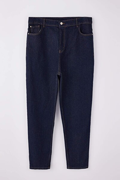 Trendyol Curve Navy Blue High Waist Comfort Mom Fit Plus Size Jeans Tbbss25Cj00004