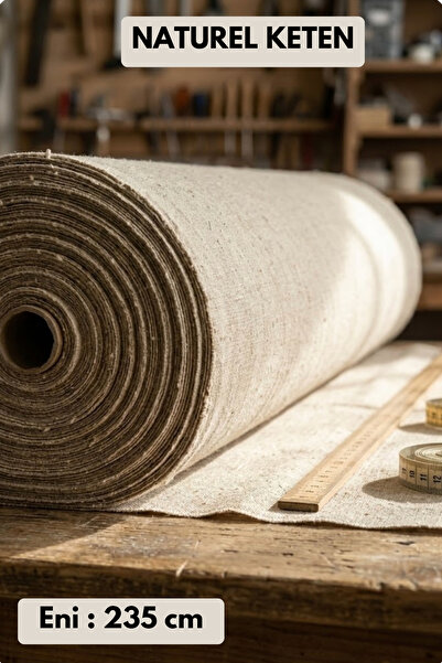 Morlay Yıkanmış Ham Naturel Keten Kumaş - 235 cm En - Organik - Doğal - Punch - Dikiş - Döşemelik Kumaş