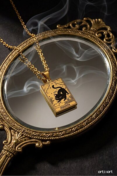 ArtinArt القط التارو بطاقة القوة القوية |   قلادة من الفولاذ 316L