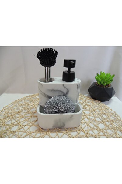 Ucuz Parçacım Polyresin Mermer Desenli Tezgah Üstü Sıvı Sabunluk – Fırçalı ve...