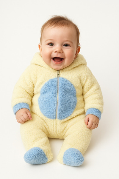 ARTUĞBUTİK Kışlık Tatlı Mavi Bebek Tulumu 3 Aylık