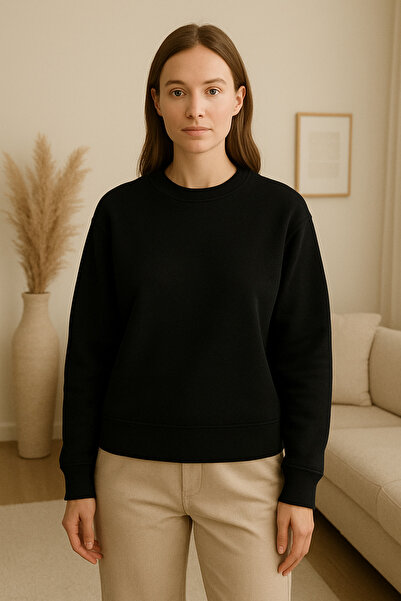 Kadın Bisiklet Yaka Sweatshirt