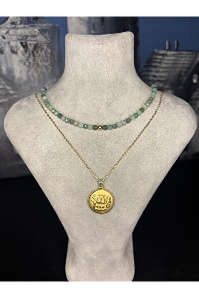 Tasarım Zümrüt Taşı ve 14 Ayar Altın Toplu Choker Kolye