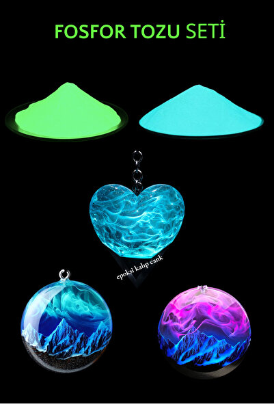 se7enhome 10gr Epoksi Fosfor Tozu ,Karanlıkta Parlayan Toz, Epoksi Fosfor Fosfor Tozu,Mavi Yeşil Fosfor B13+B3