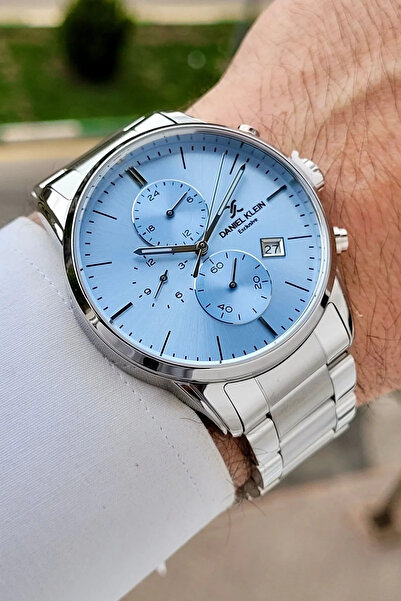 Daniel Klein Dial Blue Cord Silver Color 42 mm Men's Wristwatch