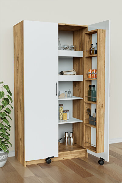 Hediyeler Kapında "Zelvin" 2 Kapaklı Raflı Kiler Dolabı Banyo Mutfak Erzak Do...