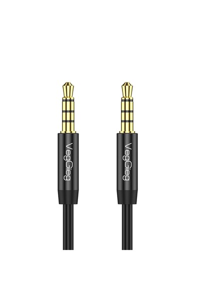 Veggieg 3.5mm Jack TRRS Hi-Fi AUX Mikrofon ve Ses Kablosu 1 Metre