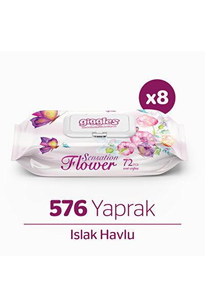 giggles Sensation Flower Islak Havlu 72'li 8 Paket 576 Mendil
